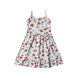 Vestido Infantil Menina Mescla Cinza Estampado