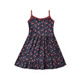 Vestido Infantil Menina Cereja Azul Marinho