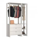 Guarda Roupa Closet 2 Peças 2 Cabideiros 3 Gavetas e 4 Nichos Yes Nova Mobile Branco