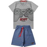 Conjunto Infantil Menino Ready Gamer Cinza