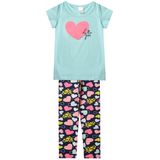 Conjunto Infantil Menina Legging Verde Coração