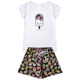 Conjunto Infantil Menina Picolé Summer Branco