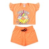 Conjunto Infantil Menina Donut Laranja Neon