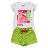 Conjunto Infantil Menina Fashion Squad Branco E Verde Neon