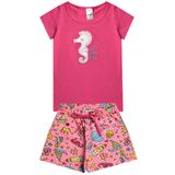 Conjunto Infantil Menina Pink Cavalo Marinho