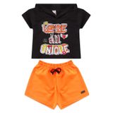 Conjunto Infantil Menina Unique Preto Com Capuz