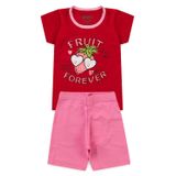 Conjunto Infantil Menina Fruit Forever Vermelho E Rosa