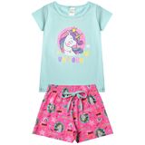 Conjunto Infantil Menina Verde Unicórnio