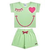 Conjunto Infantil Menina Cropped Verde Piscadinha