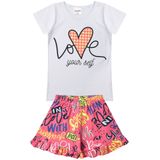 Conjunto Infantil Menina Coração Love Branco