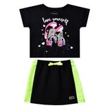 Conjunto Infantil Menina Love Your Self Preto Saia