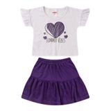 Conjunto Infantil Menina Cropped Com Saia Summer Vibes Roxo