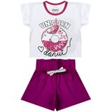 Conjunto Infantil Menina Donut Branco E Fúcsia