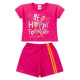 Conjunto Infantil Menina Cropped Be Happy Pink