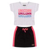 Conjunto Infantil Menina Unicorn Branco Saia