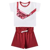 Conjunto Infantil Menina Bag Branco E Vermelho