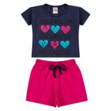 Conjunto Infantil Menina Cropped Nice Day Azul Marinho