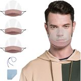 3 Peças Viseiras Proteções Mulher Homem Transparente Mostrar Sorriso + 1 Corda Anti-perda + 1 Limpeza Estilo Pano 3