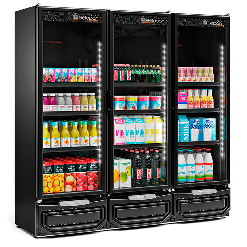 Refrigerador/expositor Vertical Conveniência Gcvr-1450 Lb Pr All Black 1468l C/ Led Perimetral - Gelopar 220v Gelopar