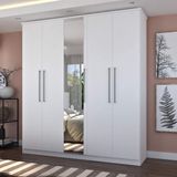 Guarda Roupa Casal 5 Portas com Espelho 975E1P Foscarini Branco