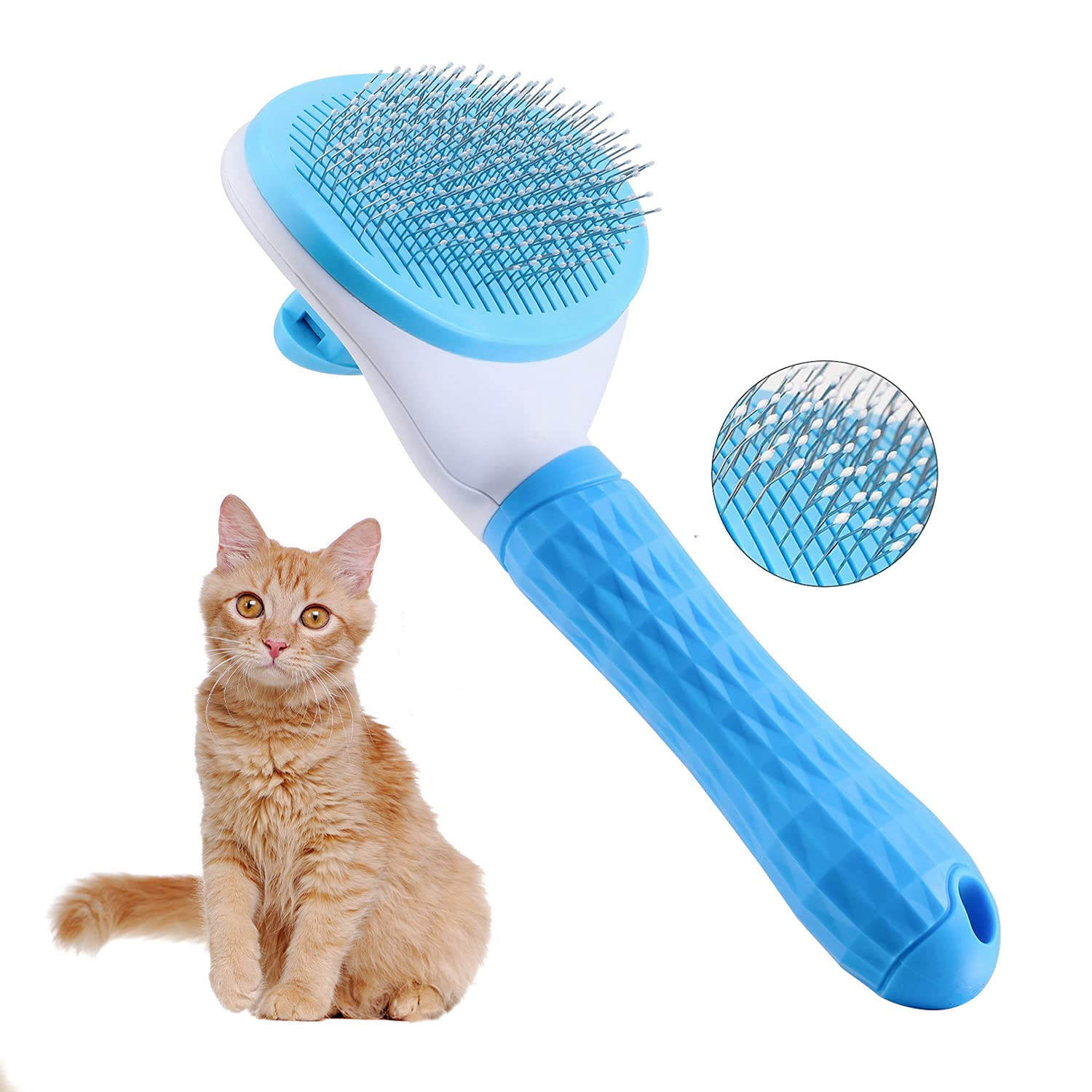 Escova De Limpeza De Gato, Animais De Estimação Slicker Escova Cães Escova Auto-limpa Para Derramar Um Botão Remove Tapetes Soltos Undercoat