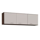 Armário Aéreo De Cozinha 120cm 3 Portas Classic Chocolate/off White - Poquema