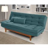 Sofá Cama Suede Aveludado Império Estofados Azul turqueza