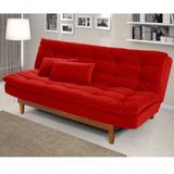 Sofá Cama Suede Aveludado Império Estofados Vermelho