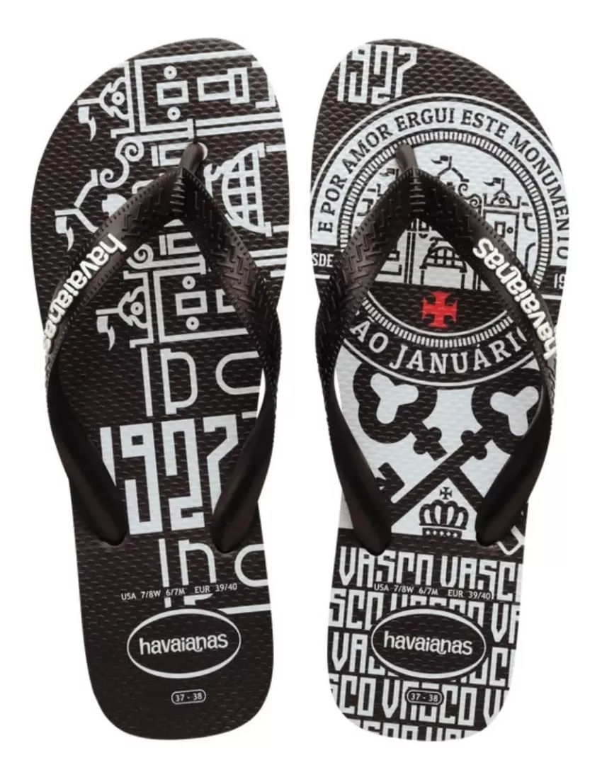 Chinelo Havaianas Top Times Vasco Da Gama Original Masculino - 37/38 - Unica