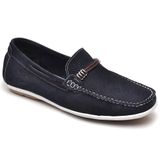 Sapato Mocassim Masculino Couro Perfuros Confortável Casual Azul 44