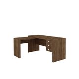 Mesa em L para Escritório com 3 Gavetas ME4106 Tecno Mobili Nogal
