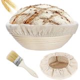 Cesta De Impermeabilidade 25 Cm De Massa Para Pão E Escova (redondo, 25 X 25 X 10cm)