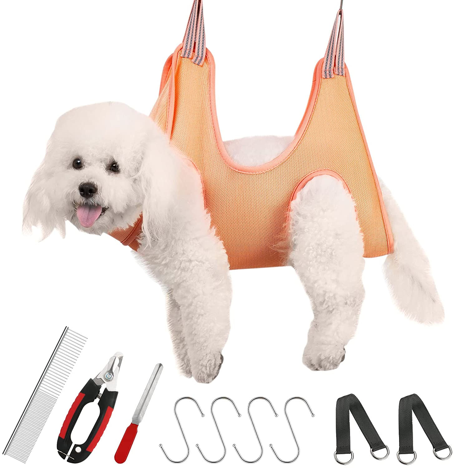 Cão De Estimação Grooming Redes Harness Para Gatos &amp; Cães, Sling Cão Para Limpeza, Saco De Contenção De Rede De Cachorro Com Cortador De Unh