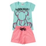 Conjunto Infantil Menina Fashion Bear Verde Água