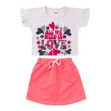 Conjunto Infantil Menina Cropped Love Branco