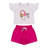 Conjunto Infantil Menina Cropped Donut Love Branco