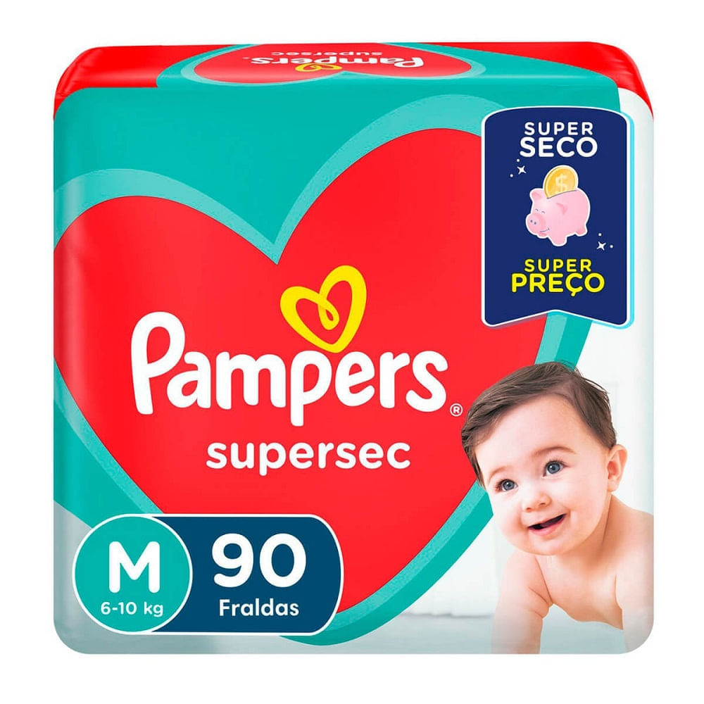 Fralda Supersec Pampers M 90 Unidades