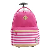 Mochila De Carrinho Notebook Rosa-listra Branca E Detalhe Beje