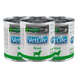 Kit 3 Ração Úmida Vet Life Cães Renal 300g