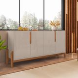 Aparador Buffet Sala Lizz 170cm Com Pés De Madeira Maciça Off White/cedro