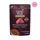 Kit 10 Ração Úmida Gran Plus Gourmet Cães Adultos Ovelha Sachê 100g