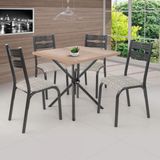 Conjunto de Mesa com 4 Cadeiras Luna Clássica Ciplafe Craqueado Preto/Junco Manteiga