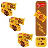 3 Caixas De Biscoito Choco Biscuit Chocolate Ao Leite Bauducco Display 18x36g