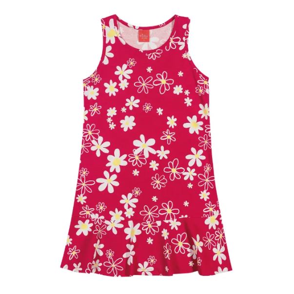 Vestido Infantil Vermelho Margaridas - Elian