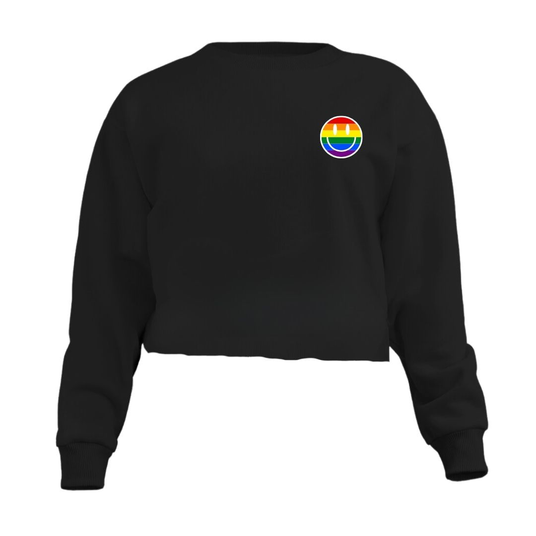 Blusa Cropped Moletom Lgbt Feminino Personalizado Com Cintura Descosturada