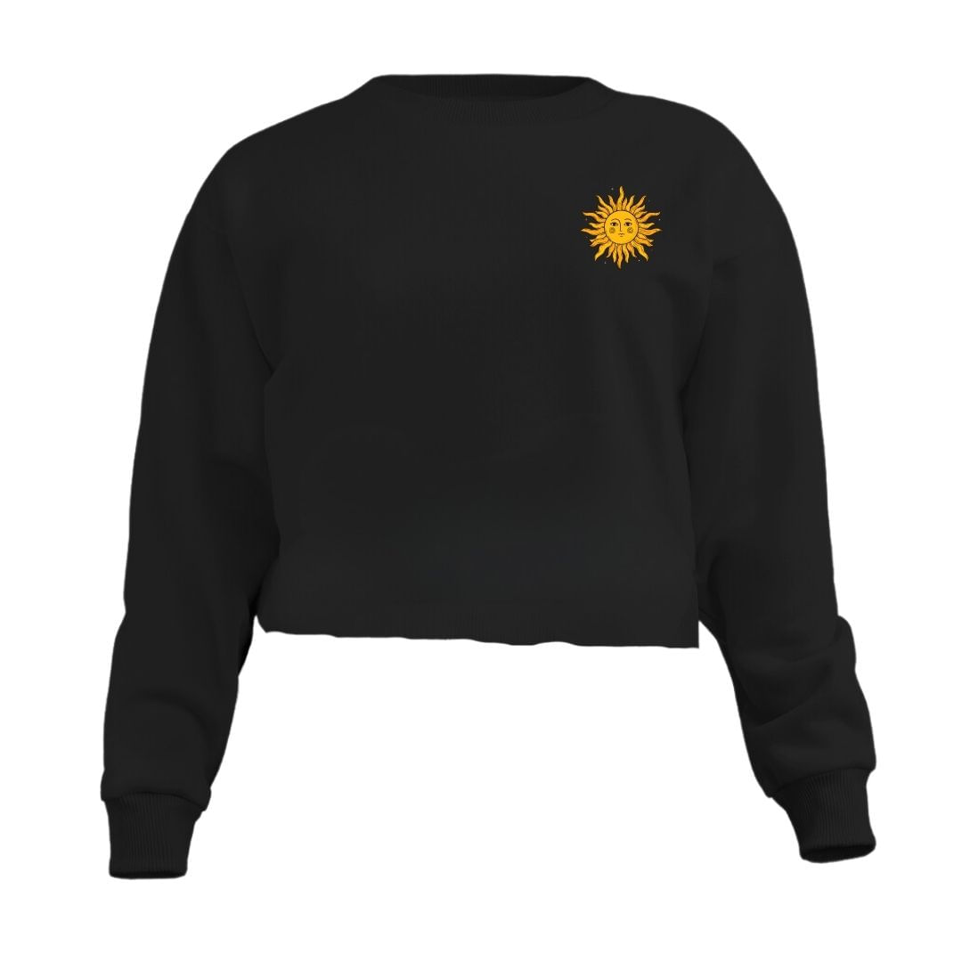 Blusa Cropped Moletom Sol Feminino Personalizado Com Cintura Descosturada