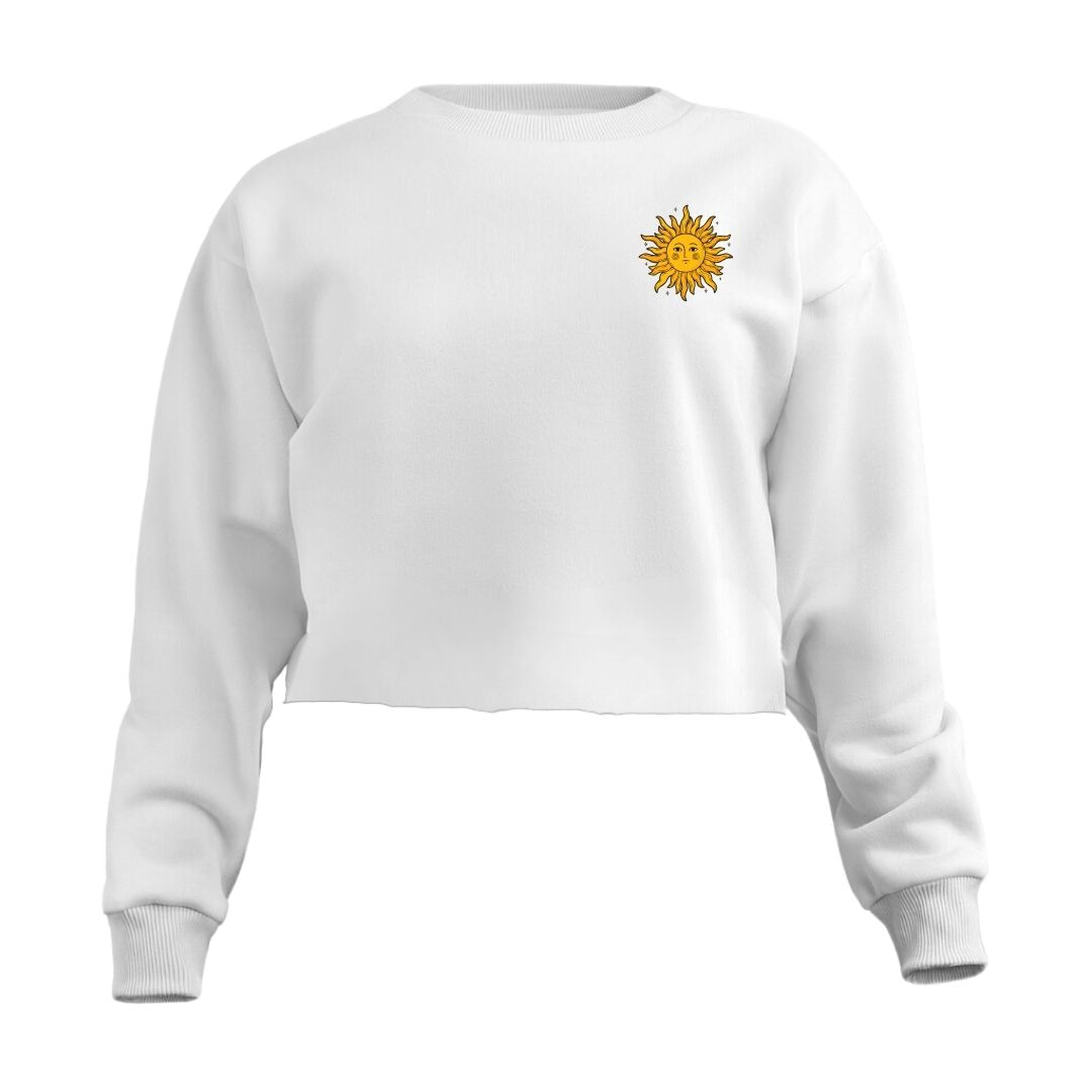 Blusa Cropped Moletom Sol Feminino Personalizado Com Cintura Descosturada