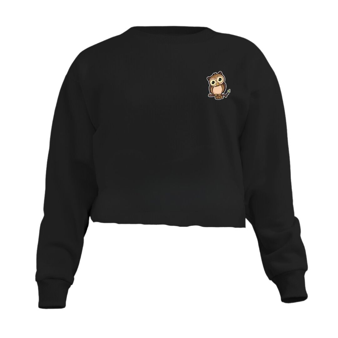 Blusa Cropped Moletom Coruja Feminino Personalizado Com Cintura Descosturado