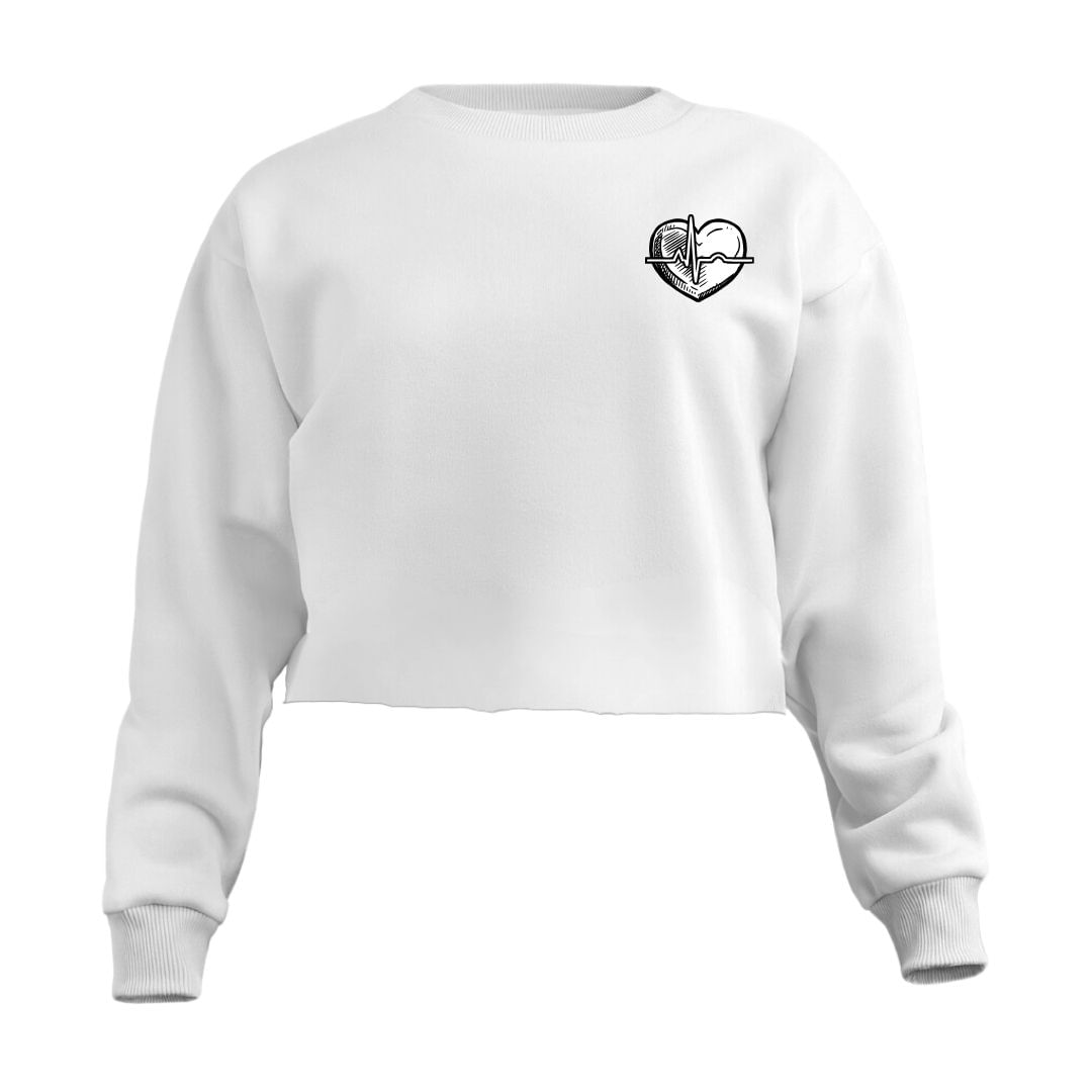 Blusa Cropped Moletom Batimentos Cardíacos Feminino Personalizado Com Cintura Descosturada