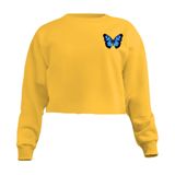Blusa Cropped Moletom Borboleta Feminino Personalizado Com Cintura Descosturada